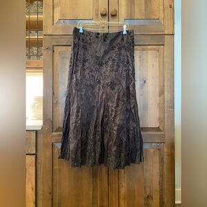Black velvet burnout floral skirt w/ side vents, back zipper & half slip lining